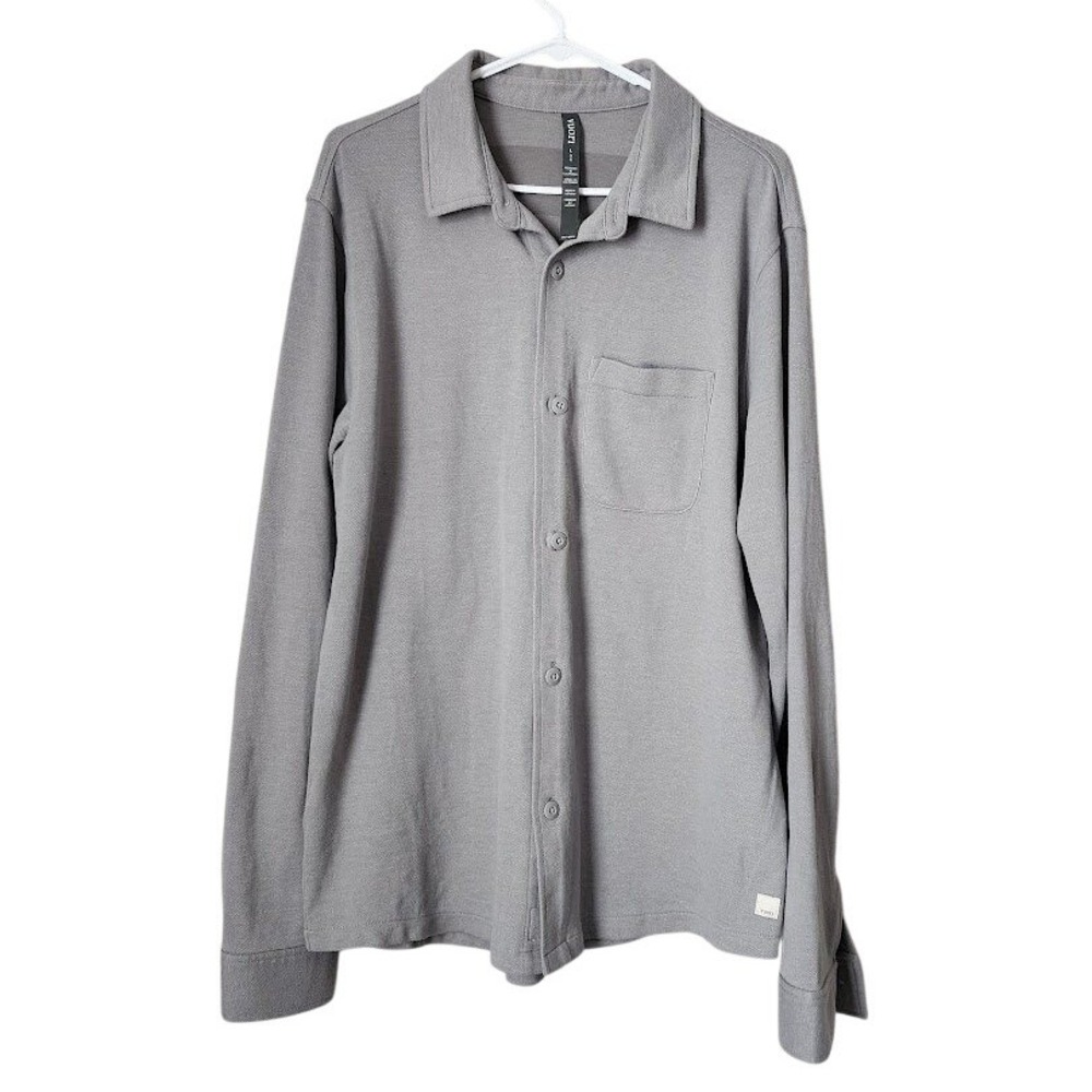 VUORI Jeffreys Overshirt Gray Long Sleeve Button Up Athleisure Preppy L